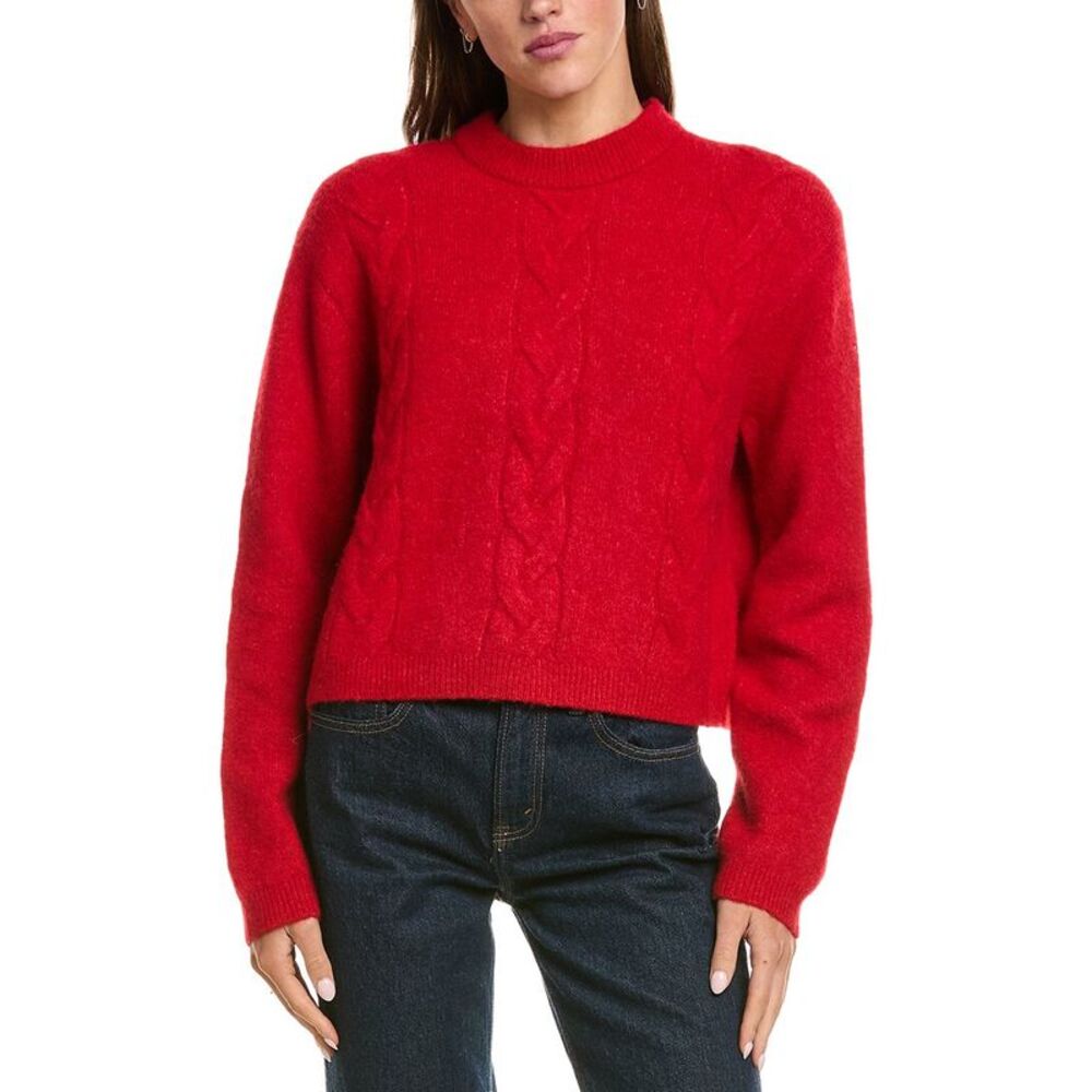 Madewell Womens  Charm Cable Carina Wool & Alpaca-Blend Pullover, Red
